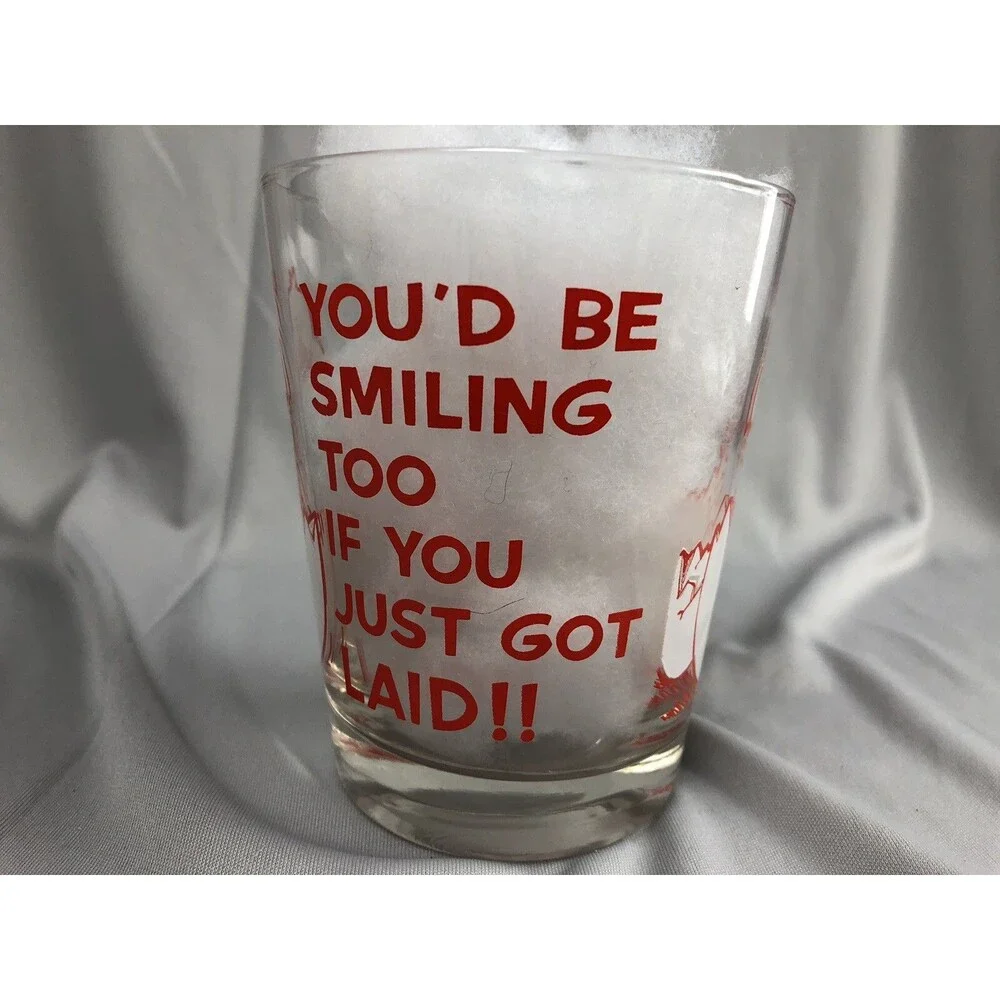 Vintage 1970's Chick Egg JUST GOT LAID Adult Humor Novelty Glass Bird Cup